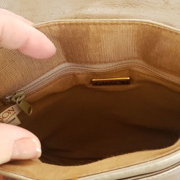 Vintage GANSON Woven Neutral Leather Crossbody Black Taupe Mustard Gray Cream - Picture 9 of 11